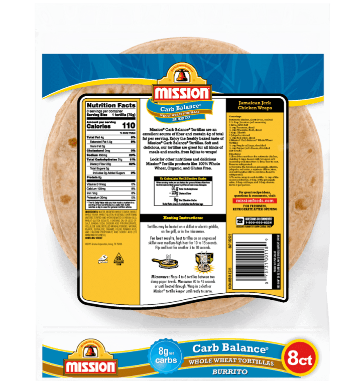 Mission Carb Balance Burrito Whole Wheat Tortilla Nutrition